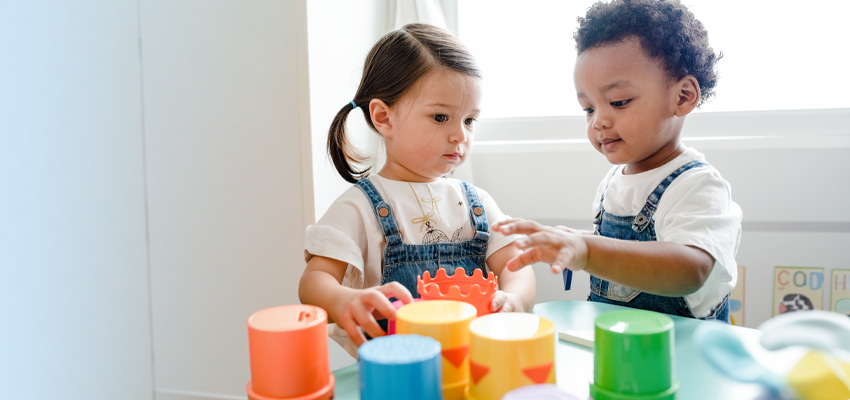 children playing at learning center
